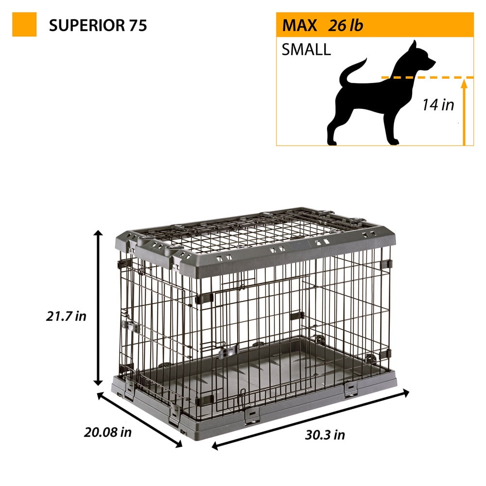 Ferplast Superior Hybrid ECO Dog Crate and Playpen, 30-inch Dog Crate, Gray