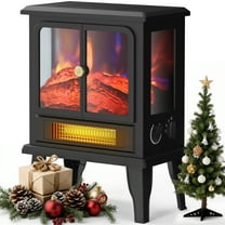 Flamemore Fireplace Heater with 3D Flame Effect, Indoor Free-Standing 19" Electric Fireplace Infrared Stove, 750W/1500W