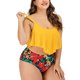thumbnail image 2 of Traje de baño grande para mujer con sujetador sin soporte de acero Bikini Estampado multicolor Cómodo volante Cintura alta Traje de baño Traje de baño dividido OAVQHLG3B Store  lin121212, 2 of 4