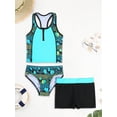 thumbnail image 3 of MSemis 3 PCS Girls Tankini Bathing Suits Floral Summer Beach Swimsuits Swimwear with UPF 50,Sizes 4-16 Green 8, 3 of 5