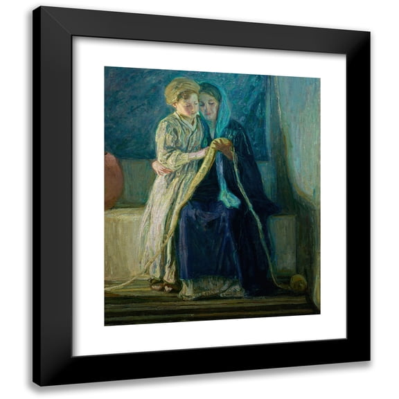 Henry Ossawa Tanner 12x14 Black Modern Framed Museum Art Print Titled - Christ and His Mother Studying the Scriptures (C. 1908)