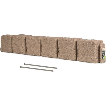 Landscape Edging and Border for Yard & Garden - Landscaping Mulch Flower Bed with no dig Faux Stone Borders for Playground driveways walkways or Curbing, Easy to Install (1, Sandstone)