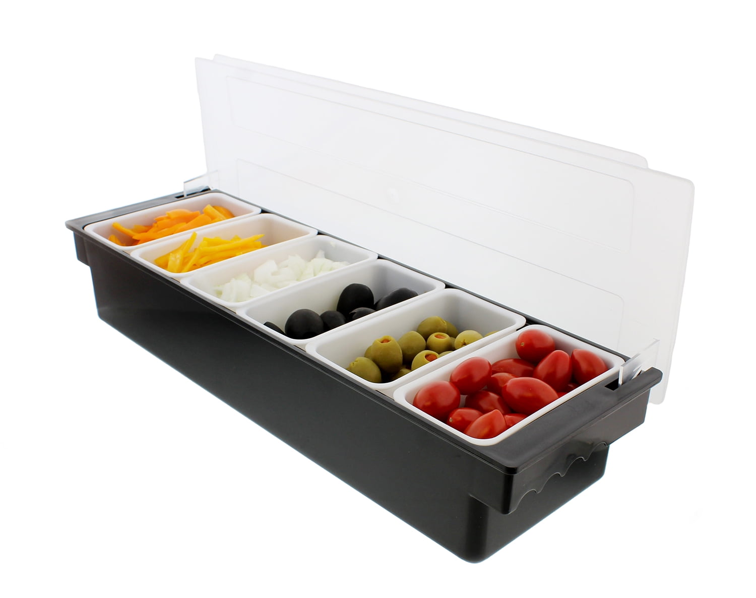 Chilled Ice Condiment Server w/ Cover Caddy 5 Removable Containers Serving tray 