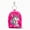 Neon Pink, variant on Girls Quilted Silver Backpack Keyring with Purple Pom