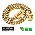 thumbnail image 3 of Collar De Cadena De Perro Dorado, Cadena De Eslabones Cubano, 3 of 7