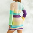 thumbnail image 6 of Women Y2K Crochet Knit Mini Dress Long Sleeve Colorful Hollow Out Sweater Dress Swimsuit Bikini Cover Ups Dresses Beachwear, 6 of 7