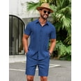 thumbnail image 2 of COOFANDY Men Cuban Sets Outfits 2 Piece Short Sleeve Cuban Shirts Guayabera Linen Suit, 2 of 6