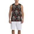 thumbnail image 4 of Easygdp Skull and Red Roses Men's Mesh Basketball Jersey Quick Drying Sleeveless Shirts Fitted Muscle Tank Tops Sport Round Neck T-Shirt - Small, 4 of 9