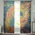 thumbnail image 2 of Peacock Feathers Eye Sheer Curtains 84 Inches Long 2 Panels Set, Window Sheer Curtains for Living Room/Bedroom, Abstract Vintage Boho Oil Painting Light Filtering Rod Pocket Curtain 52'' x 84'' x 2, 2 of 7