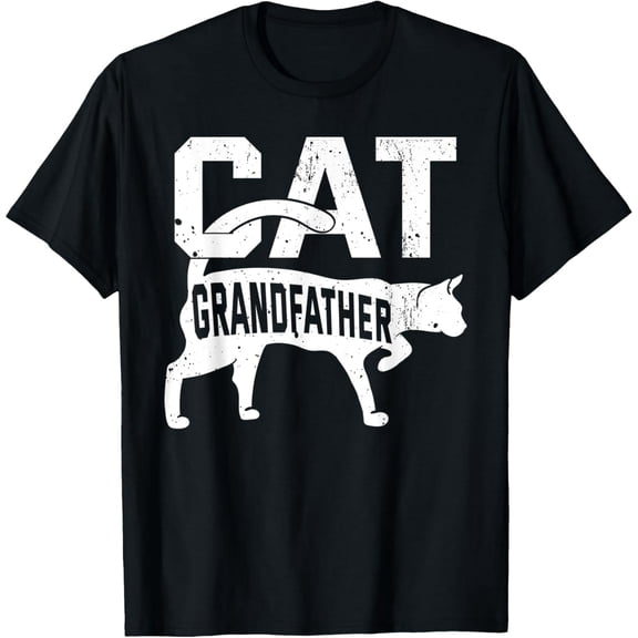 Cat Grandfather Graphic T-Shirt Funny Pet Owner Kitten Print Father's Day Gift
