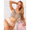 thumbnail image 5 of DARING DIVA Women's Lace V Back Wireless Full Coverage Push Up Pullover Bra M Beige, 5 of 6