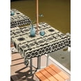 thumbnail image 2 of Outdoor Tablecloth with Umbrella Hole for Patio/Picnic/Party/Camping, Black Khaki Boho Waterproof Table Cloth Square Cover Washable, Vintage Ethnic Tribe Abstract Art Retro (54"x 54"), 2 of 8