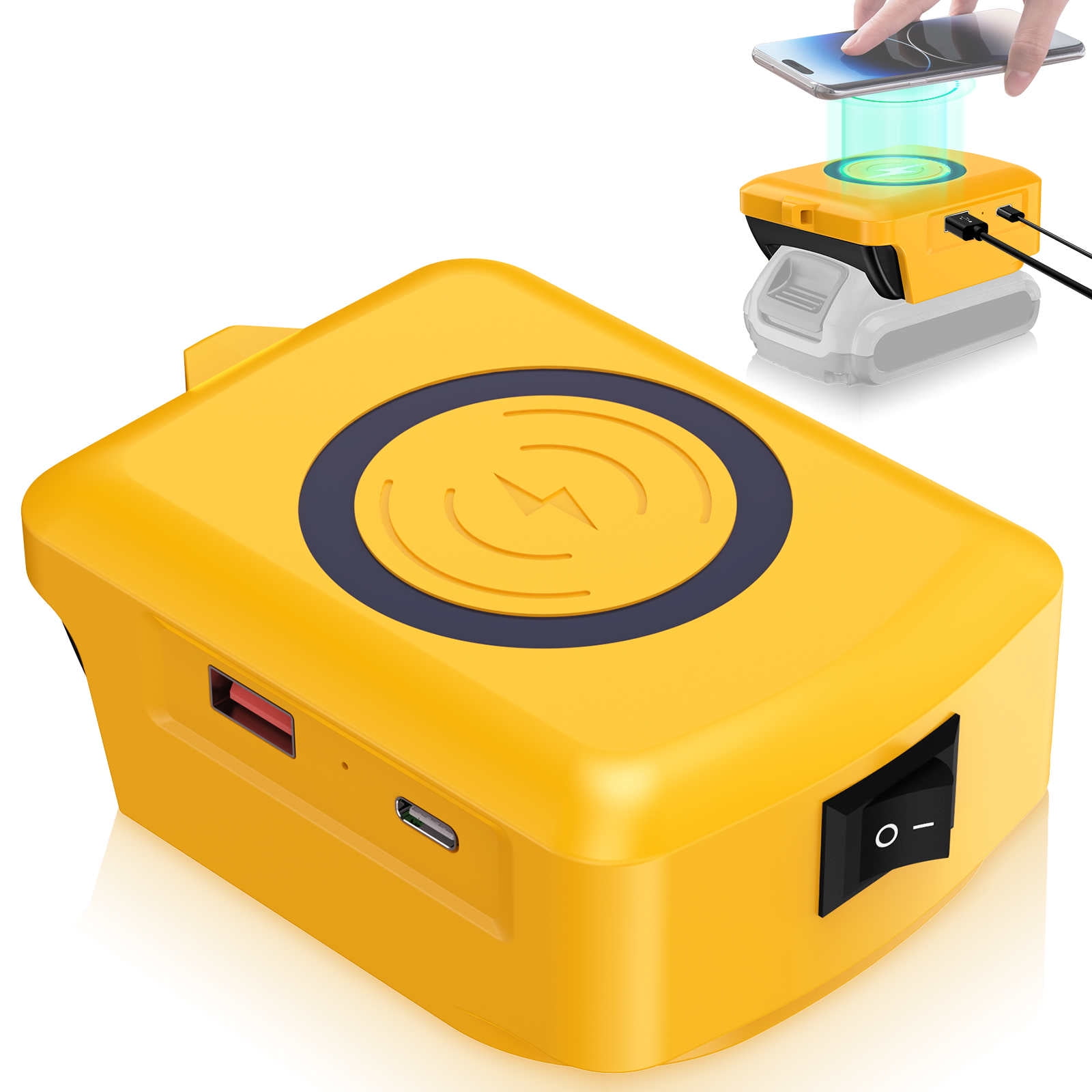 APPLAYERR Wireless Charging Adapter 20V Power Tool Batteries USB Type C Outlets Fast Charge Phones Samsung