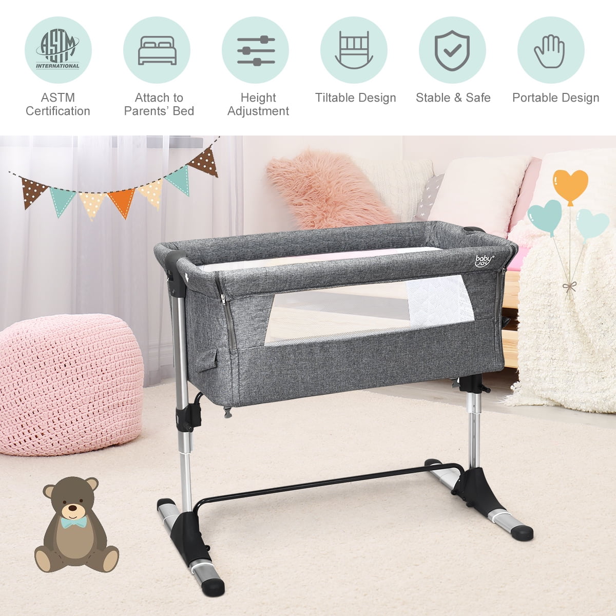 INFANS In Baby Bassinet, Bedside Sleeper For Newborn, Folding