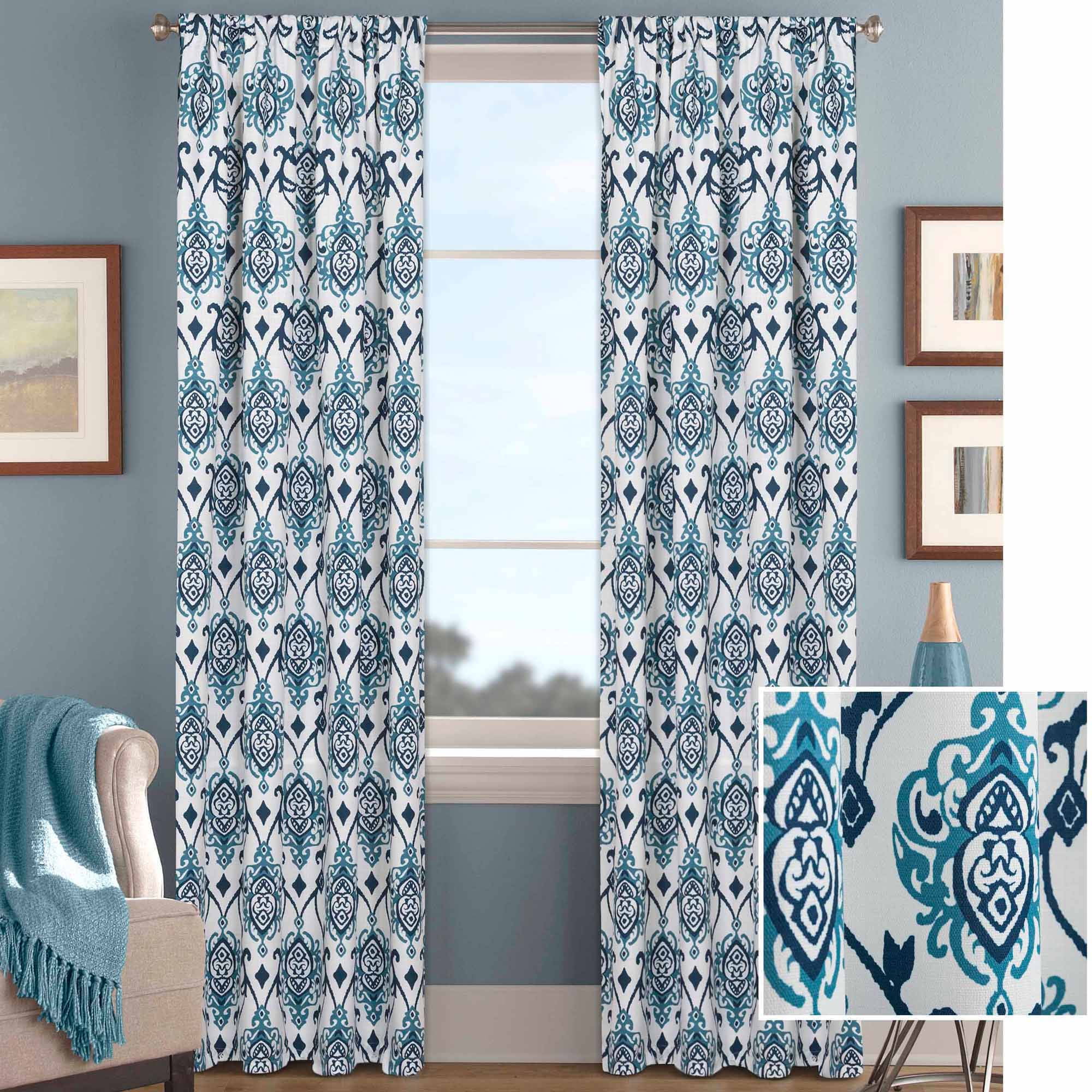 Better Homes Gardens Damask Scroll Curtain Panel Walmart Com