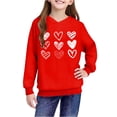 thumbnail image 4 of Girls Red Hoodie with Cute Heart Print | Kids Oversized Lightweight Pullover | Youth Graphic Sweatshirt for Casual Wear,Size 7 T, 4 of 8