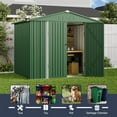 thumbnail image 4 of Asofer Outdoor Storage Shed 8 x 6 FT, Galvanized Metal Garden Shed with Double Lockable Doors for Backyard Patio Lawn-Green, 4 of 9