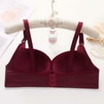 thumbnail image 6 of Womens Wireless Push-Up Bras Everyday Plus Size Full Coverage Bralette Ruched Striped Brassiere Underwear, 48/110BC Wine, 6 of 7
