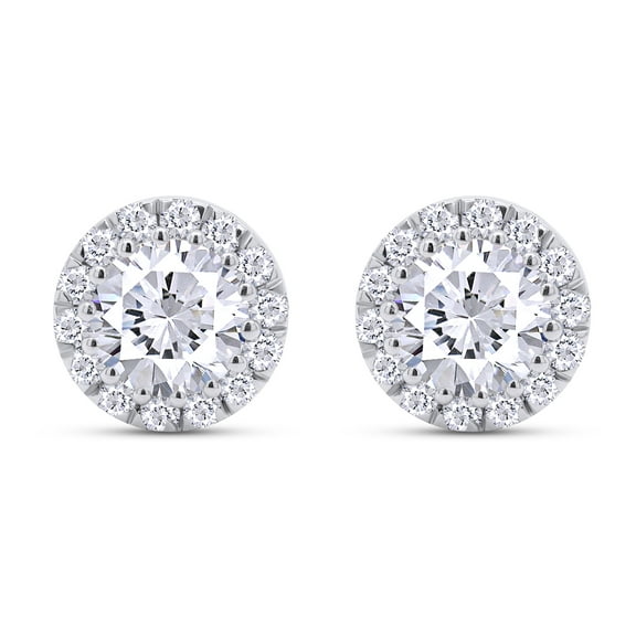 Moissanite Stud Earrings 3ct 18K White Gold Plated 925 Sterling Silver Screw Back,Lab Created Round Cut Brilliant D Color VVS1 Clarity Moissanite Diamond Earrings Studs for Women Men