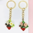 thumbnail image 4 of MasteelfCA 4Pcs Adorable Strawberry Keychains Chic Car Bag Pendants Gift Metal Key Rings, 4 of 7