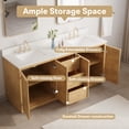 thumbnail image 5 of ANGELES HOME 72 Inch Oak Soild Wood Bathroom Vanity with Double Undermount Sinks, 3 Dovetail-constructed Drawers and 4 Soft-close Doors, 5 of 10