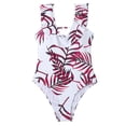 thumbnail image 1 of Gibobby Traje de baño de una pieza Trajes de baño con hombros descubiertos para mujer Trajes de baño con volantes vintage Trajes de baño para niñas adole(Rojo,XL), 1 of 5
