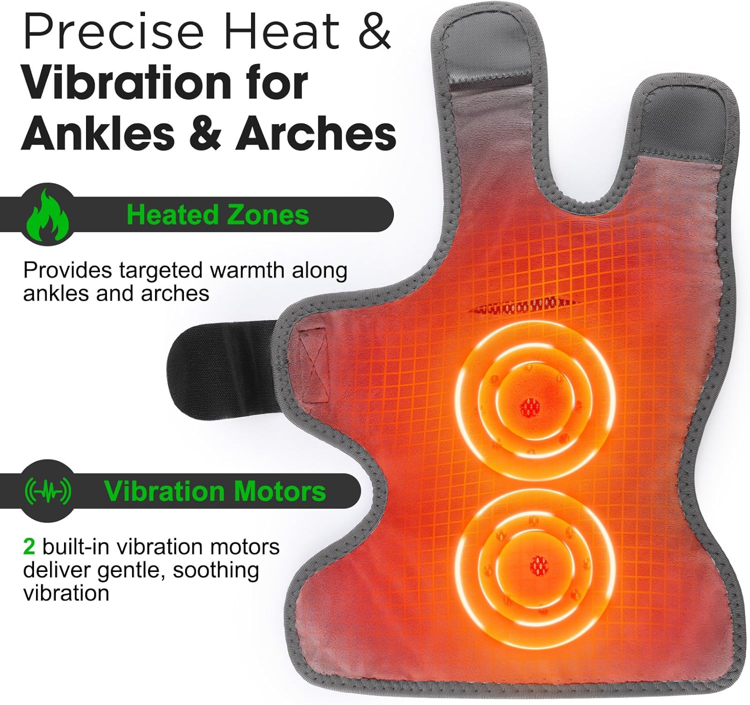 Cordless Foot Ankle Massager, Ankle Heating Pad, Ankles Heated Wrap, Foot Heating Pad with 6 Heat Levels, 3 Timing & Vibration, 3000mAh Battery, Adjustable Strap for Left/Right Feet, Gray 2pcs