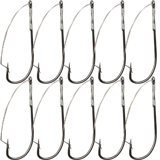 Ikemiter Set Of 10 Weedless Wacky Hooks Barbed Worm Rig Fishing Hook With Case For Soft Other Default