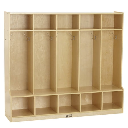 - ECR4Kids Birch 5-Section Coat Locker with Bench