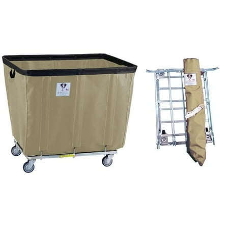 R&B Wire Products 412KDC-BG 12 Bushel UPS & FEDEX ABLE Vinyl Basket Truck All Swivel Casters, Beige - 38 x 28 x 35 in.
