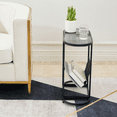thumbnail image 2 of Glass Oval Small Side Tables Living Room Small Space With Magazines Organizer Storage Space, 2 of 13