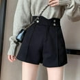 thumbnail image 1 of Wuffmeow Short Décontracté à Jambe Grand pour Femmes en Laine à Double Poche Taille Haute, 1 of 7