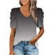thumbnail image 1 of Moda mujer Casual Tie-dye Puff manga manga corta cuello en V impreso Tops blusa Pompotops hkajfhjk468526, 1 of 7