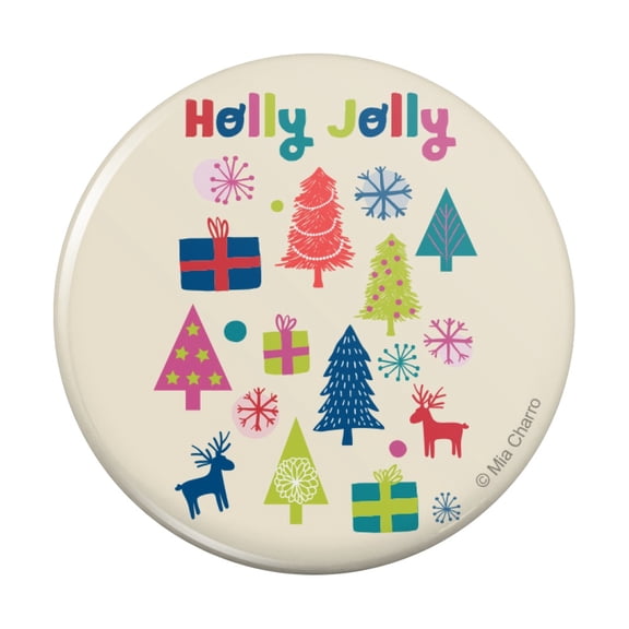 Holly Jolly Christmas Pinback Button Pin