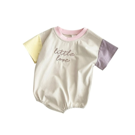 AUNVITO Baby Short Sleeve Romper Summer Playwear Unisex Casual Pajamas with Shorts for Infants