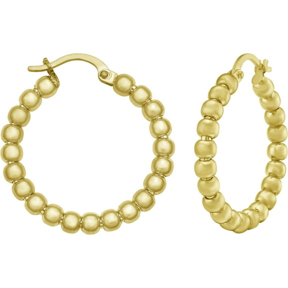 Floreo 14k Yellow Gold 3mm Bead Hoop Earrings