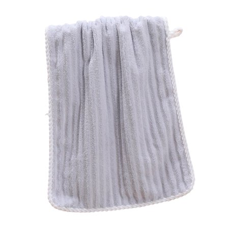 Hiroekza Luxury Velvet Candy Striped Towels - Ultra Soft Highly Absorbent Bath & Face Towels Gray