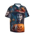 thumbnail image 2 of Daiia Modern Style Pumpkin Witch Hawaiian Shirt for Men Gentle Cotton Regular Short Sleeve Casual-Small, 2 of 9