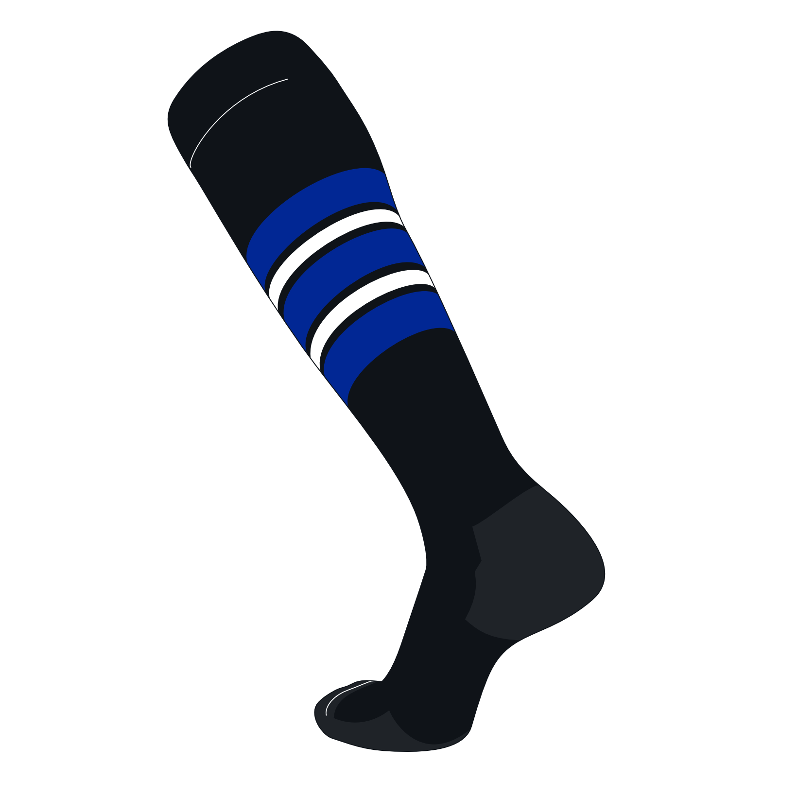TCK Elite Baseball Football Knee High Striped Socks (F) Black, Royal ...