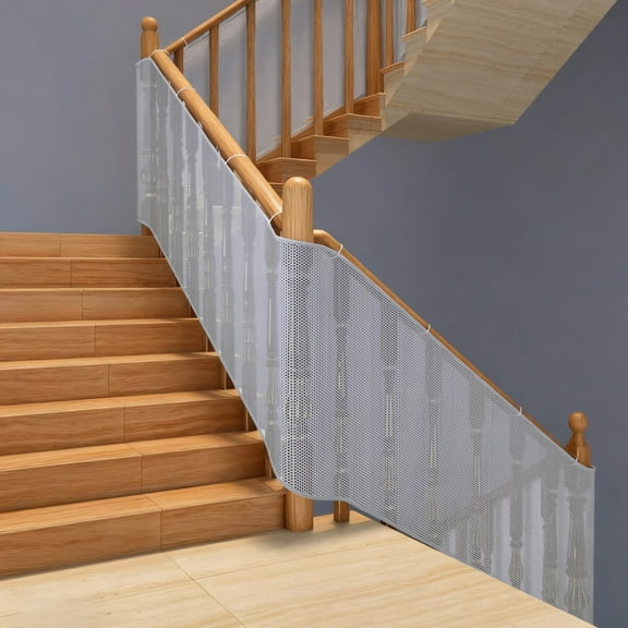 Balcony Safety Net for Little Ones, Pet Protection Stair Netting, Long-lasting Thickened White Polyester Mesh, Indoor Outdoor Guard, Prevents Falls, Easy Install Kit, 118.1" x 30.7"
