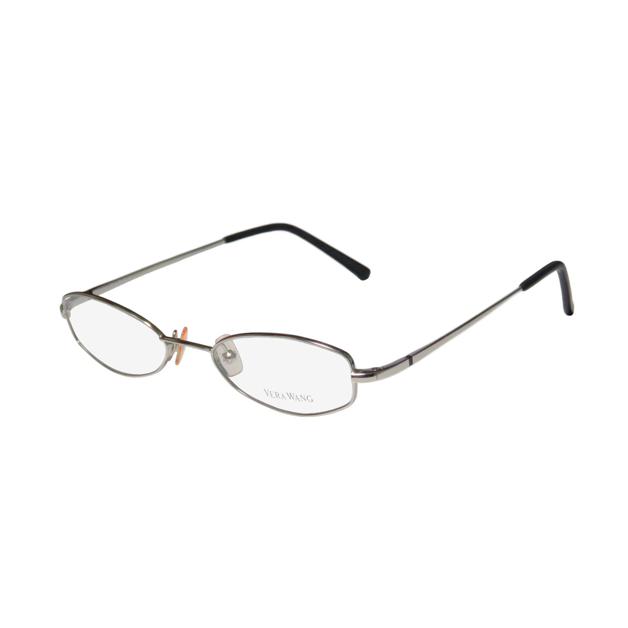 NEW VERA WANG V109 WOMENS/LADIES DESIGNER FULL-RIM CHROME WITH SILICONE NOSE PADS CLASSY FRAME DEMO LENSES 50-18-140 EYEGLASSES/GLASSES