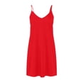 thumbnail image 5 of Aimik Nightgown Dress for Women Summer Solid Color Bedroom Mini Dress Knee Length Glossy Soft Sleepwear Slip Dress, 5 of 6