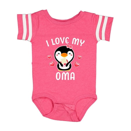 

Inktastic I Love My Oma with Cute Penguin and Hearts Gift Baby Girl Bodysuit