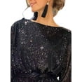 thumbnail image 3 of Gvmfive Women's Glitter Sequin Skater Dress Long Sleeve Lace Up Party Dress, 3 of 4