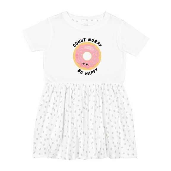 Inktastic Donut Worry Be Happy Pink Sprinkle Donut` Girls Toddler Dress
