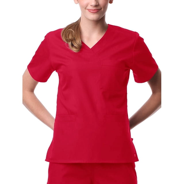 clearance core by maevn women's sporty v-neck solid scrub top