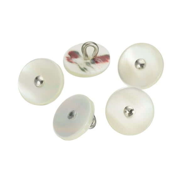 5 Pcs Bouton en Coquille Naturelle, Boutons à Tige Plate 11,5mm, Beige/argent Mélangé