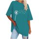 thumbnail image 1 of Camisetas de Manga Corta para las Mujeres Impreso Cuello Redondo Suelto Camiseta, Casual Cuatro Estaciones Blusa para el Hogar, 1 of 3
