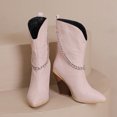 thumbnail image 6 of Mepaouo Women's Cowboy Ankle Boots Heel Cowgirl Chelsea Mid Calf Western Short Booties(Pink,7), 6 of 8