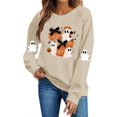 thumbnail image 2 of NSLGXD Halloween Sweatshirts for Women Spooky Ghost Graphic Pullovers Stretch Work Round Neck Long Sleeve Y2k Tops Halloween Costumes, 2 of 5